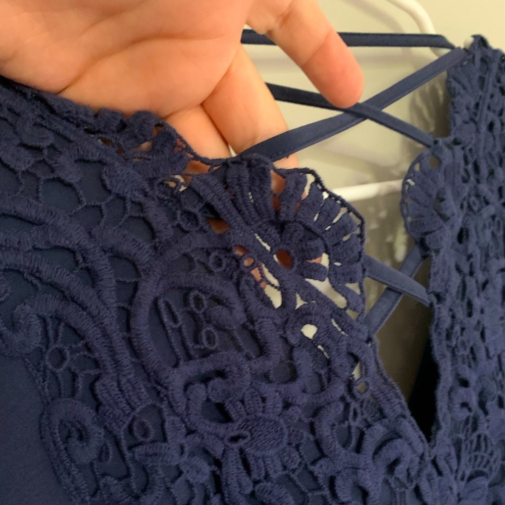 Navy Blue Laced Back Top!